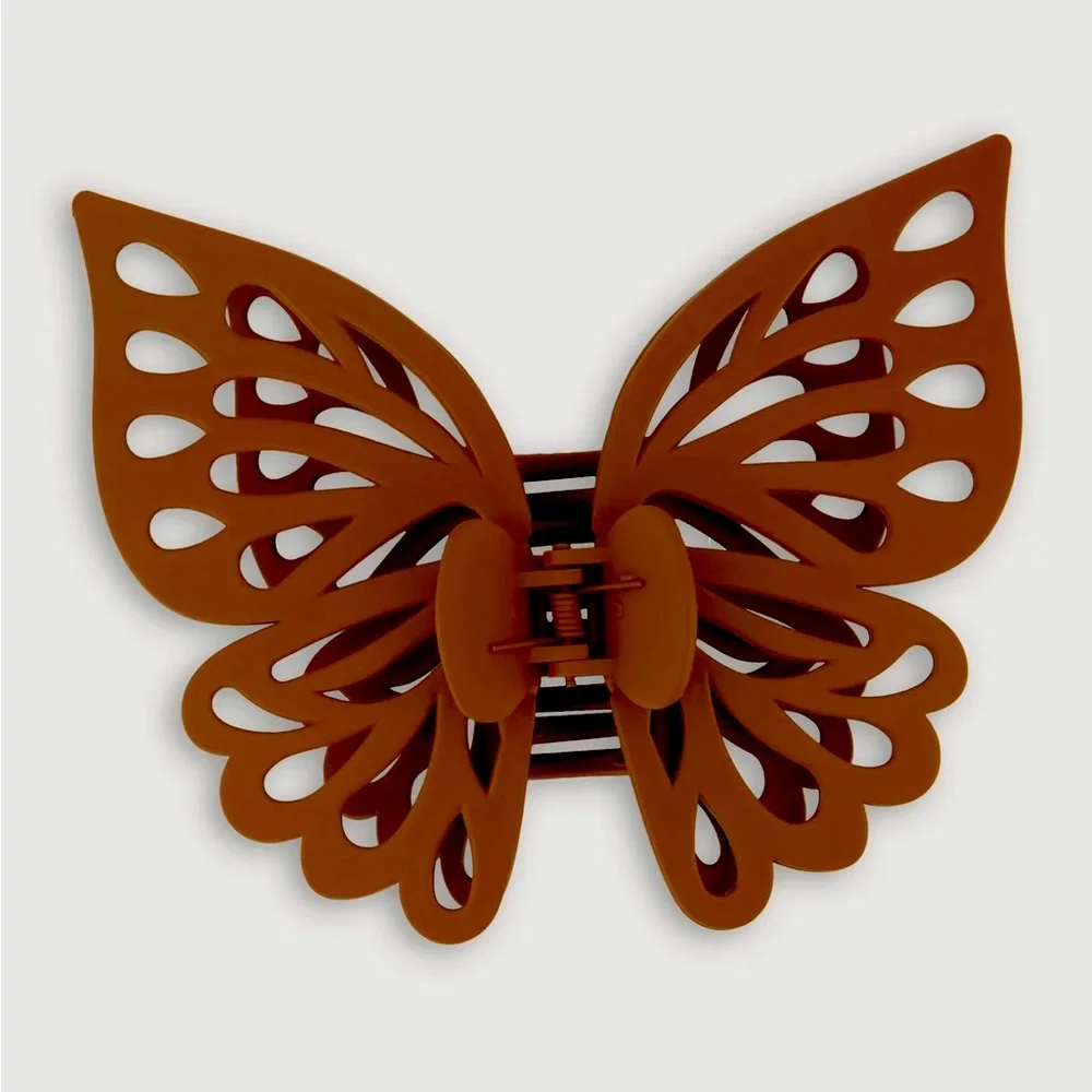Butterfly Hair Claw Clip – Cute Girly Aesthetic Hair Accessory Brown Large